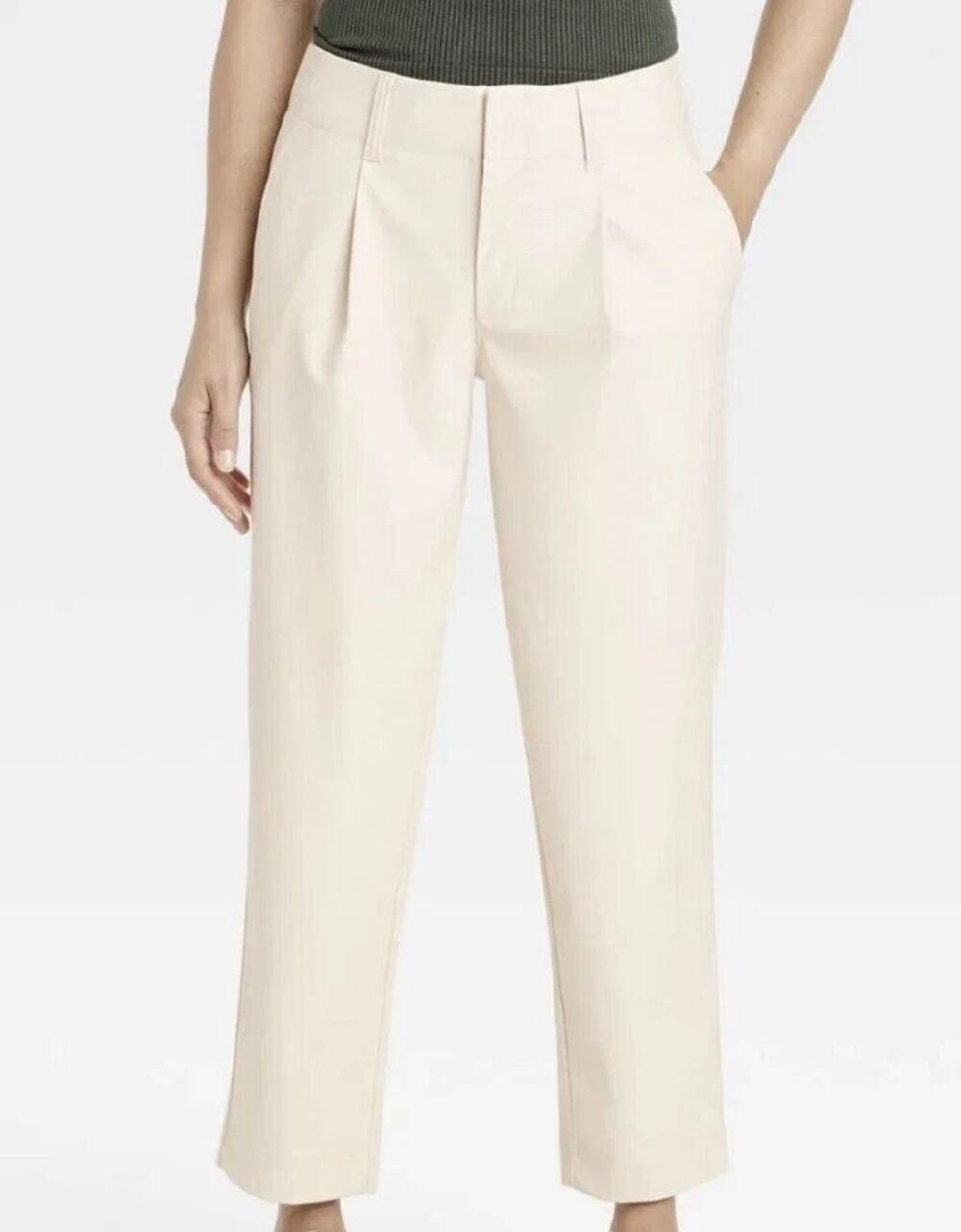 A New Day Pleated Faux Leather Trousers Tapered Old Money Minimalist Size 10